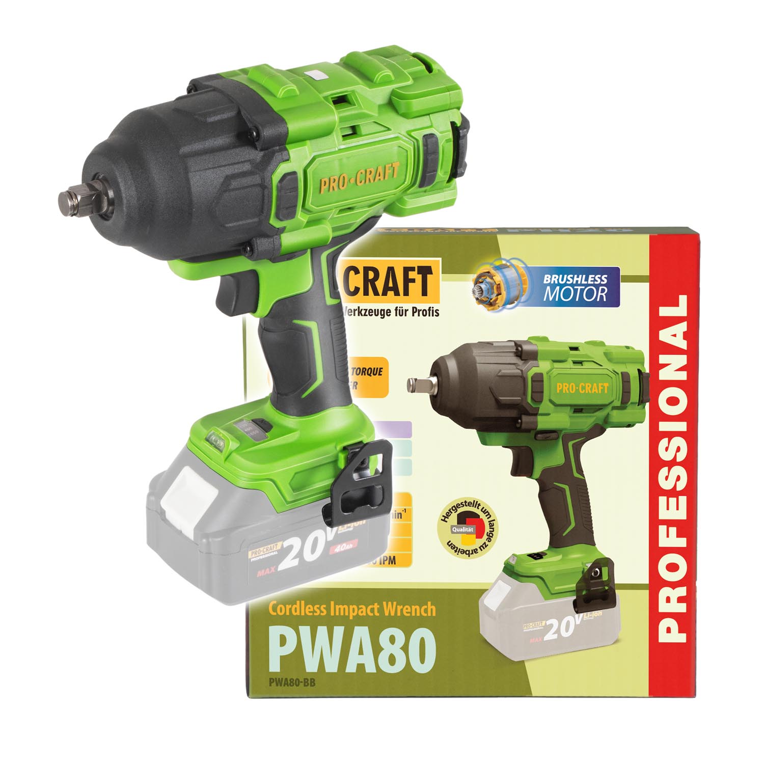 Aku rázový kľúč Procraft PWA80 (bez akumulátora a nabíjačky) | PWA80bb Aku rázový kľúč Procraft PWA80 (bez akumulátora a nabíjačky) | PWA80bb