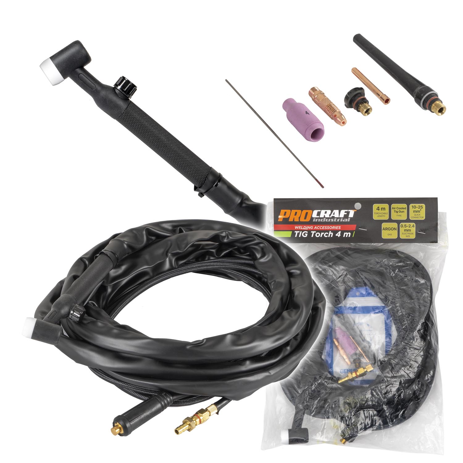 Zvárací horák tig 4 mm Procraft Industrial | TIG torch 4m Zvárací horák tig 4 mm Procraft Industrial | TIG torch 4m