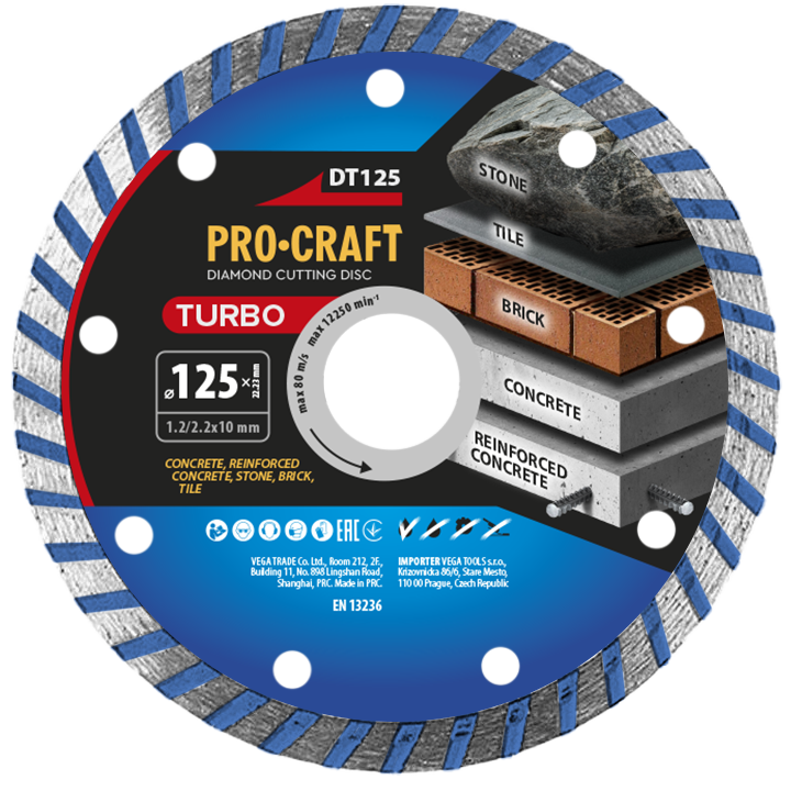 Diamantový rezný kotúč Turbo Procraft DT125 | DT125 Diamantový rezný kotúč Turbo Procraft DT125 | DT125