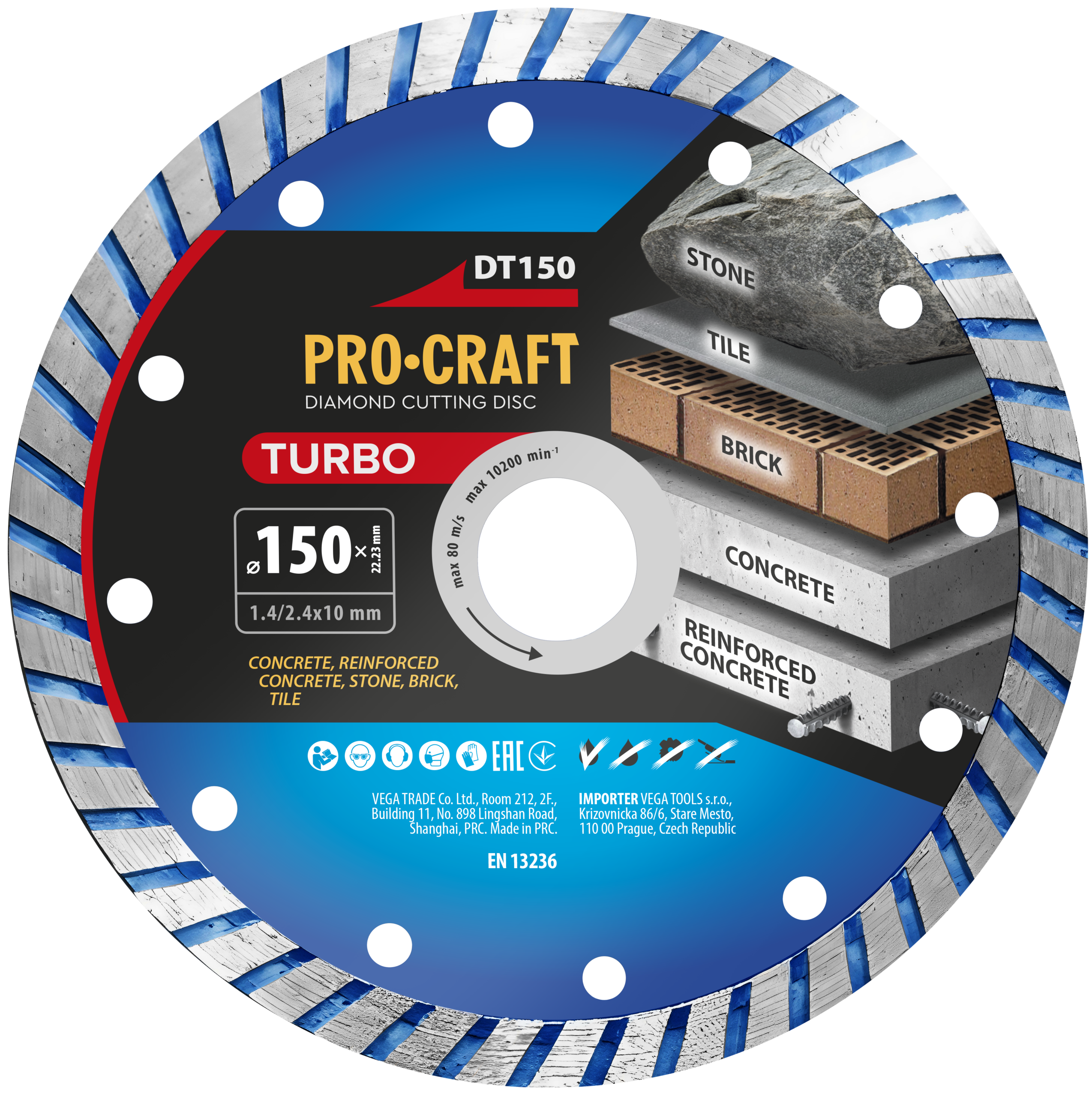 Diamantový rezný kotúč Turbo Procraft DT150 | DT150 Diamantový rezný kotúč Turbo Procraft DT150 | DT150
