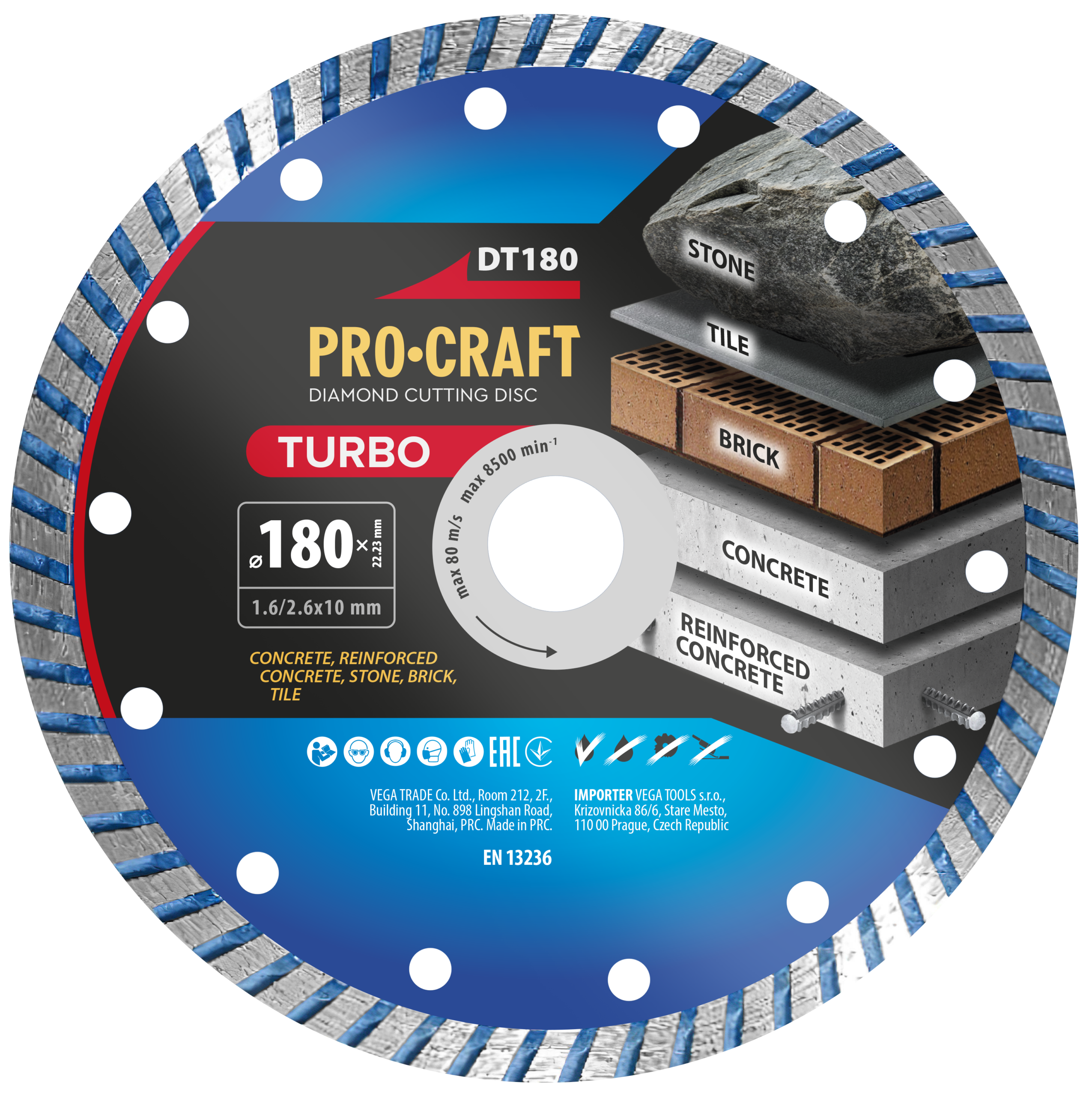 Diamantový rezný kotúč Turbo Procraft DT180 | DT180 Diamantový rezný kotúč Turbo Procraft DT180 | DT180