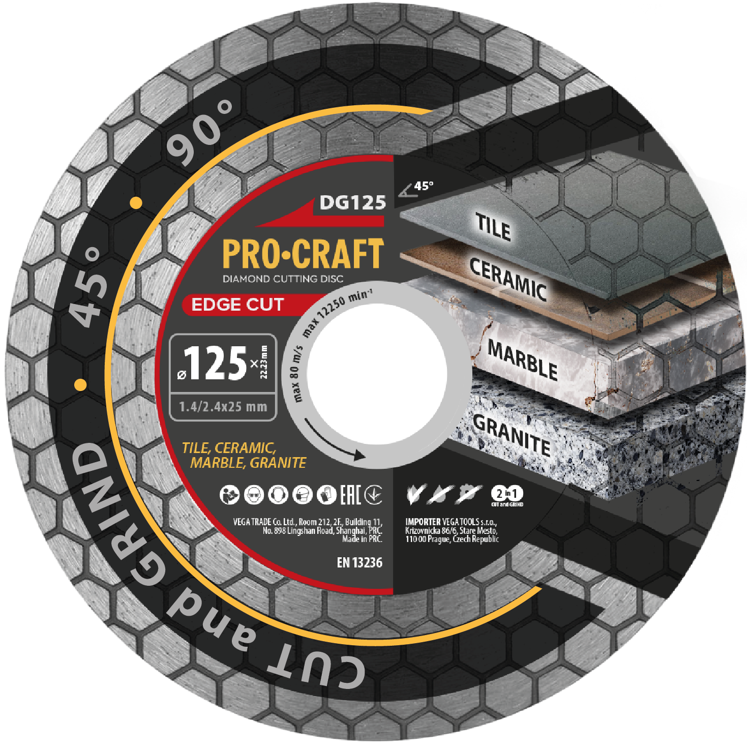 Diamantový kotúč Edge Cut Procraft DG125 | DG125 Diamantový kotúč Edge Cut Procraft DG125 | DG125