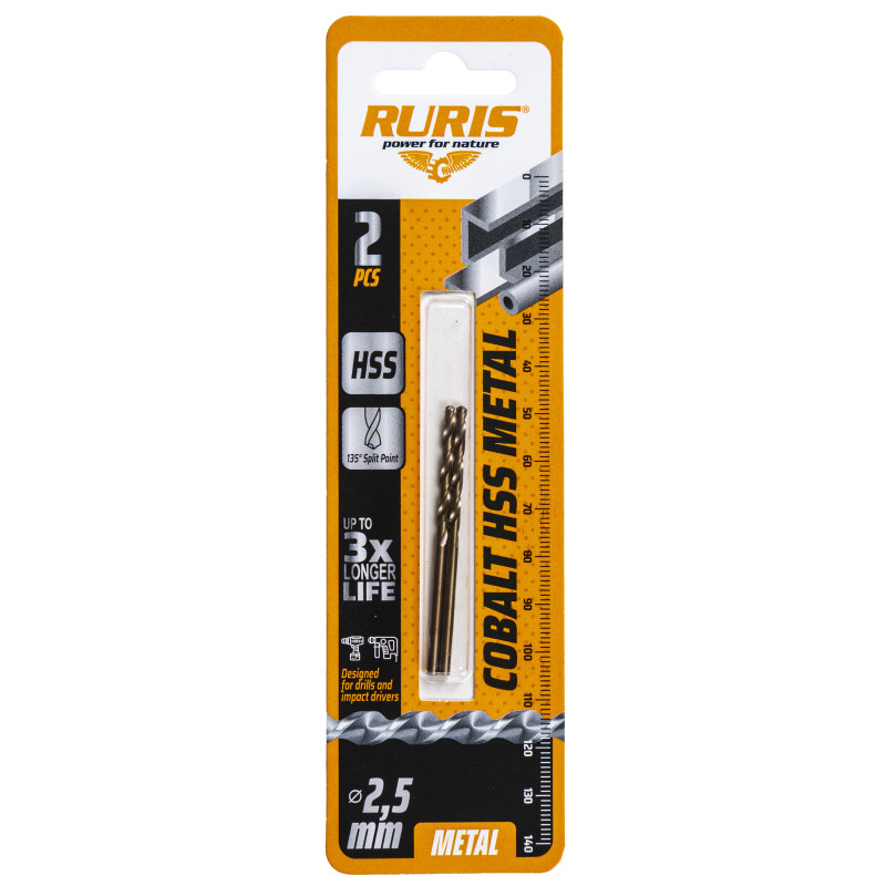 RURIS 2x vrták do železa Kobalt HSS 2 RURIS 2x vrták do železa Kobalt HSS 2