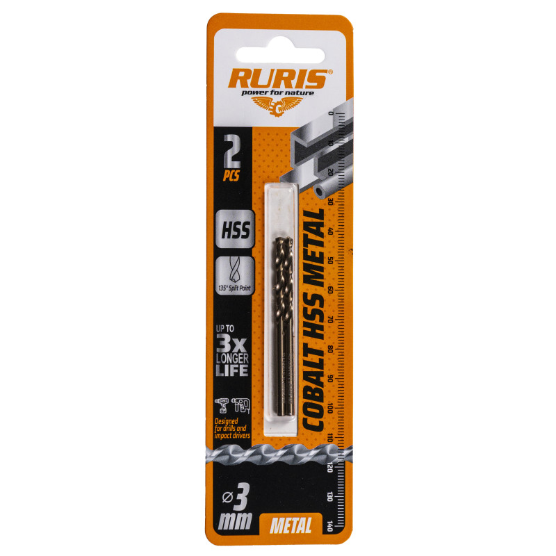 RURIS 2x vrták do železa Kobalt HSS 3mm RURIS 2x vrták do železa Kobalt HSS 3mm