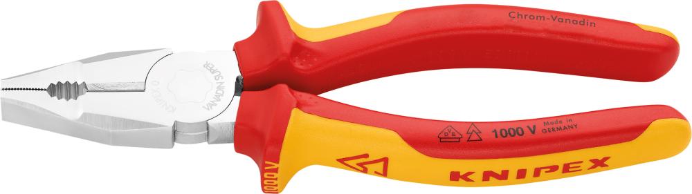 Kombinované kliešte VDE pochrómované s viaczložkovými rukoväťami 190 mm KNIPEX Kombinované kliešte VDE pochrómované s viaczložkovými rukoväťami 190 mm KNIPEX