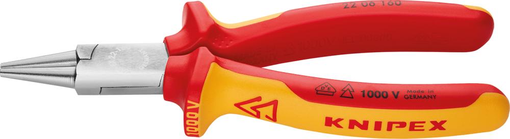 Guľaté kliešte VDE s viaczložkovými rukoväťami 160 mm KNIPEX Guľaté kliešte VDE s viaczložkovými rukoväťami 160 mm KNIPEX