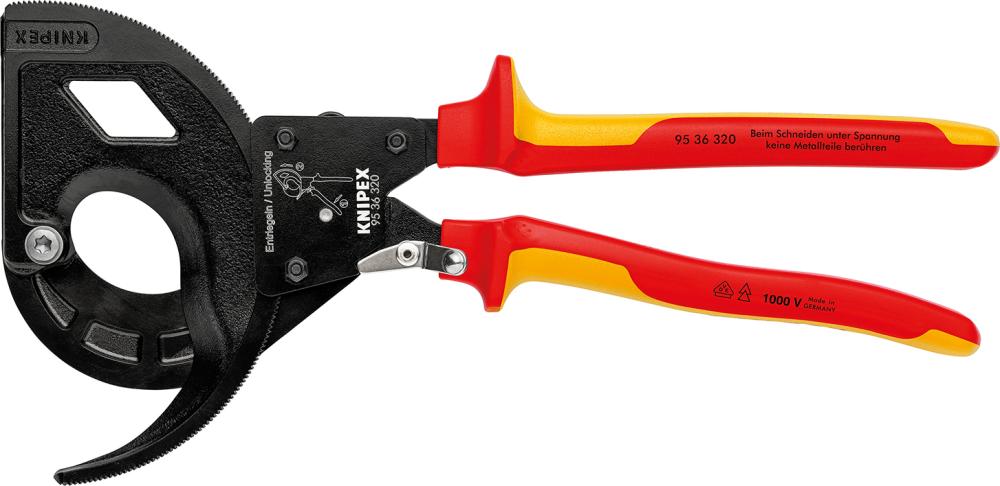 Rezač káblov VDE s račňou a 2-zložkovými rukoväťami 320 mm KNIPEX Rezač káblov VDE s račňou a 2-zložkovými rukoväťami 320 mm KNIPEX