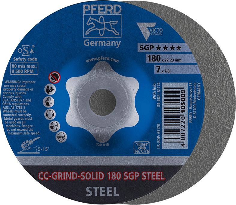 Brúsny kotúč CC-Grind Solid SGP STEEL 180 mm PFERD Brúsny kotúč CC-Grind Solid SGP STEEL 180 mm PFERD