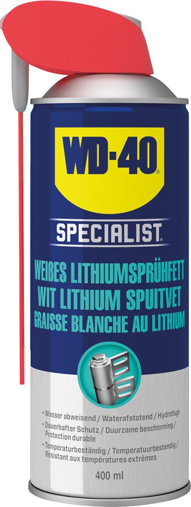 Lítiové mazivo s rozprašovačom Specialist Aerosólová nádoba 400 ml biela WD-40 Lítiové mazivo s rozprašovačom Specialist Aerosólová nádoba 400 ml biela WD-40