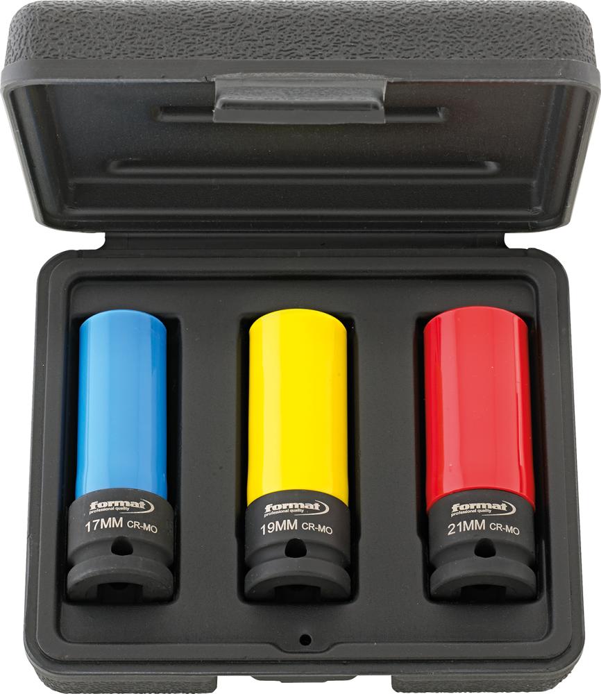 Sada silových adaptérov pre nástrčné kľúče s plastovým puzdrom 1/2" 3-dielna FORMAT Sada silových adaptérov pre nástrčné kľúče s plastovým puzdrom 1/2" 3-dielna FORMAT