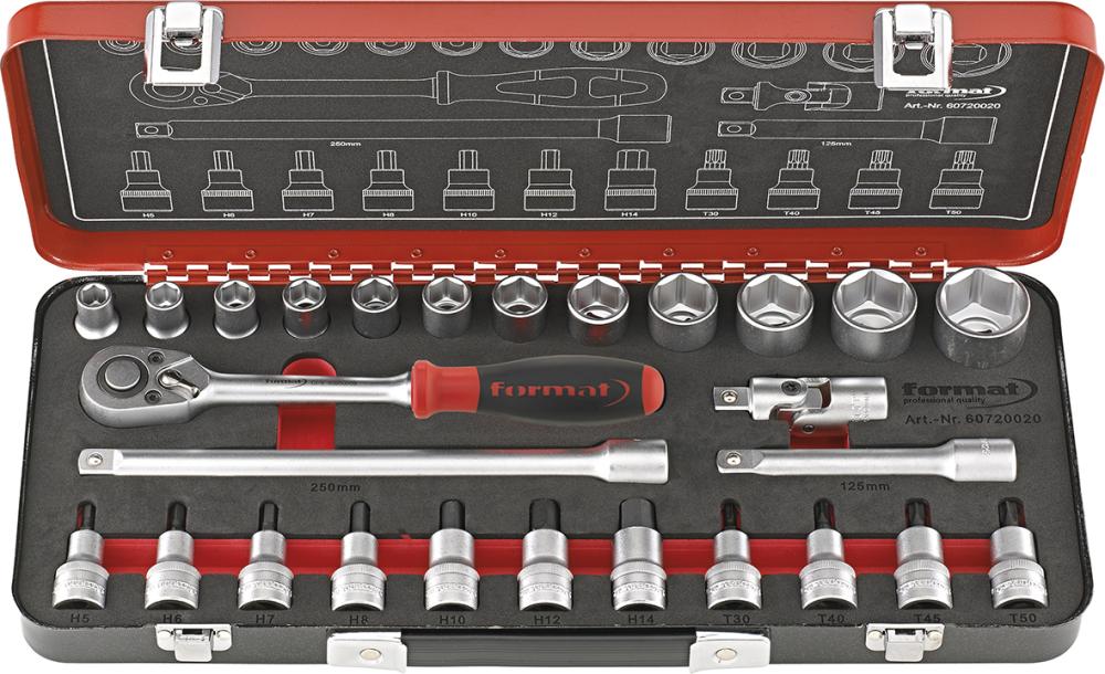 Sada nástrčných kľúčov 1/2″ 27-dielna FORMAT