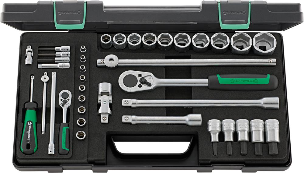 Sada nástrčných kľúčov 1/4″ + 1/2″ 38-dielna, 40/52/27/11