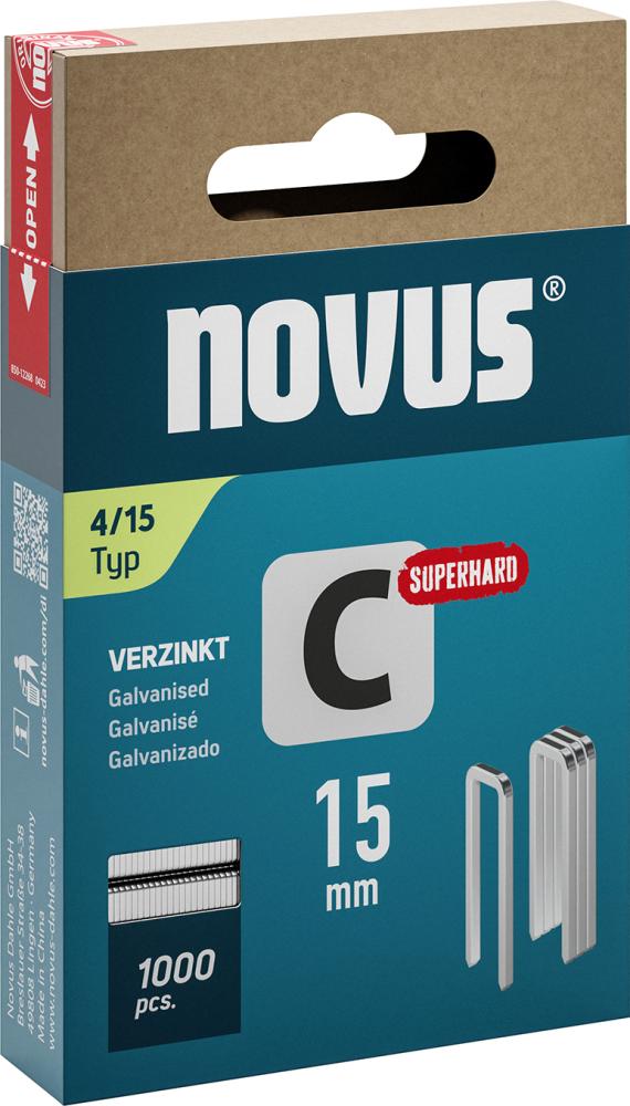 Spona s úzkym chrbtom C typ 4/15 mm Novus OJ po 1000 kusov Spona s úzkym chrbtom C typ 4/15 mm Novus OJ po 1000 kusov