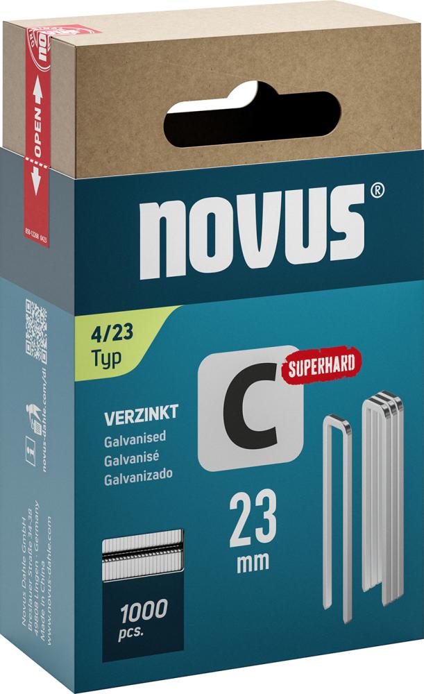 Spona s úzkym chrbtom C typ 4/23 mm Novus OJ po 1000 kusov Spona s úzkym chrbtom C typ 4/23 mm Novus OJ po 1000 kusov