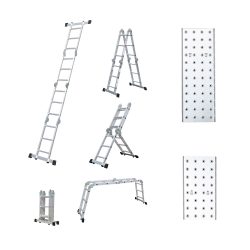 Hliníkový multifunkčný rebrík Procraft PLA4.346 1x12 + nášľapná plošina P1480 | SPLA4.346/P1480