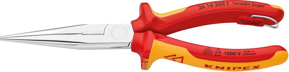 Ploché okrúhle kliešte VDE TT s viaczložkovými rukoväťami 200 mm KNIPEX