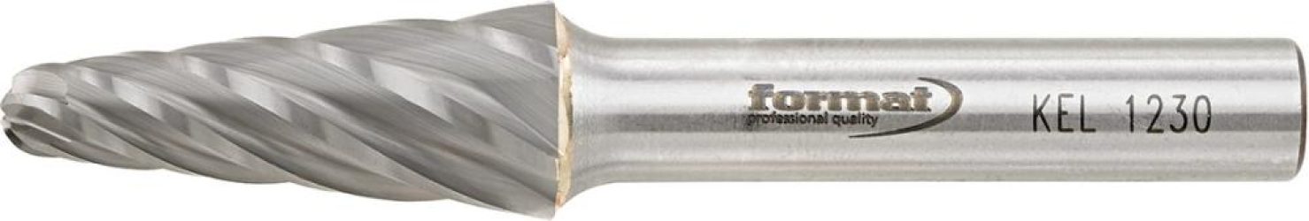 Frézovací kolík HM okrúhly kužeľovitý tvar 1230 hliník 6 mm 12 x 30 mm FORMAT